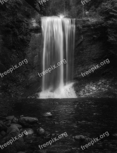 Waterfall Monochrome Black And White Long Exposure Nature