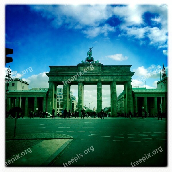 Brandenburg Gate Berlin Sky Grunge History