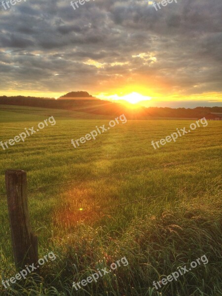 Sunset Fields Late Summer Summer Clouds