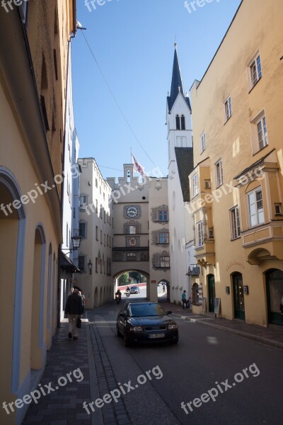 Historic Center Wasserburg City Gate Clock Tower Steeple