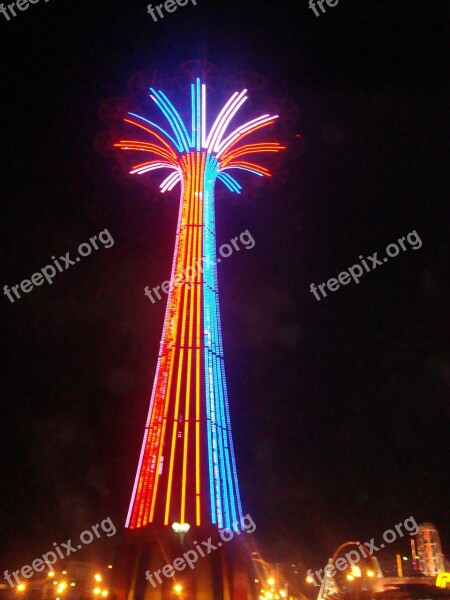 Luna Park Coney Island Amusement Colorful Light