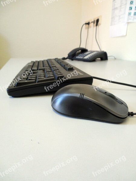 Keyboard Mouse Phone Desk Workplace