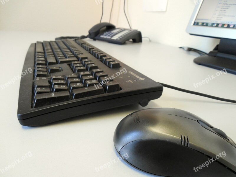 Keyboard Mouse Phone Desk Workplace