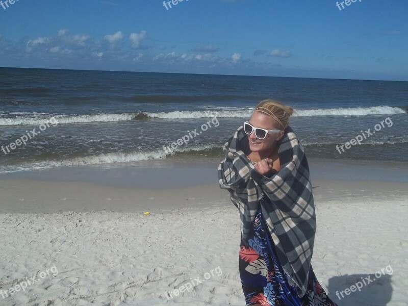 Woman Girl Sea Beach The Baltic Sea