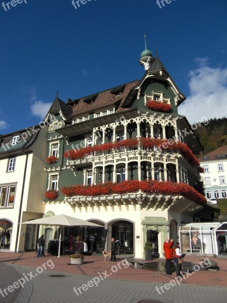 Black Forest St Blasien Building Historically Flower Boxes