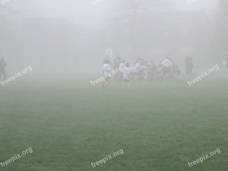 Rugby Fog Playing Boys Sport