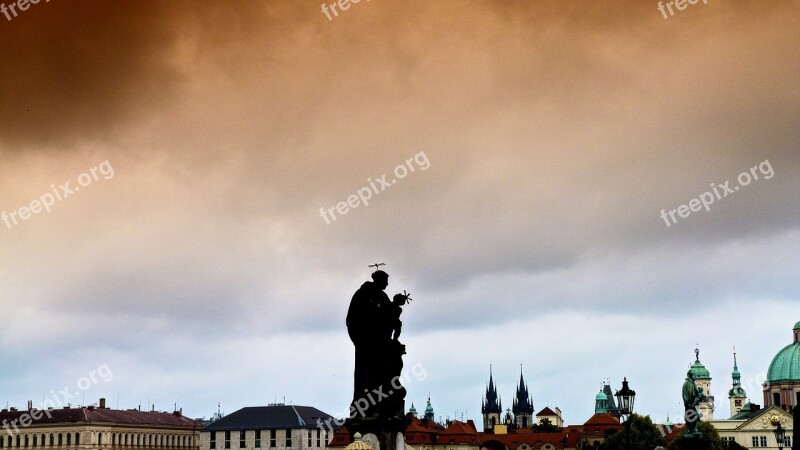 Charles Bridge Prague Statue Mood Baroque