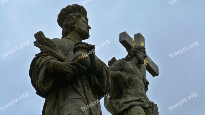 Prague Charles Bridge Statue Figure Crucifix