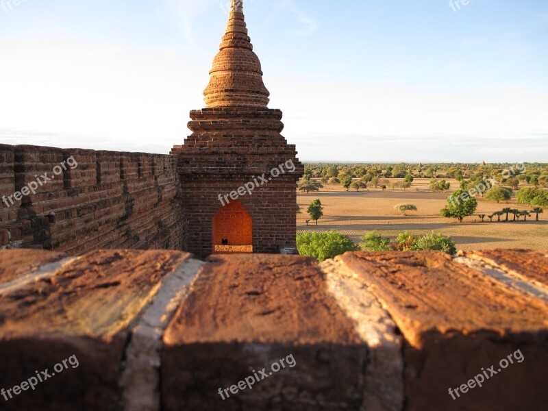 Bagan Burma Sunset Landscape Temple