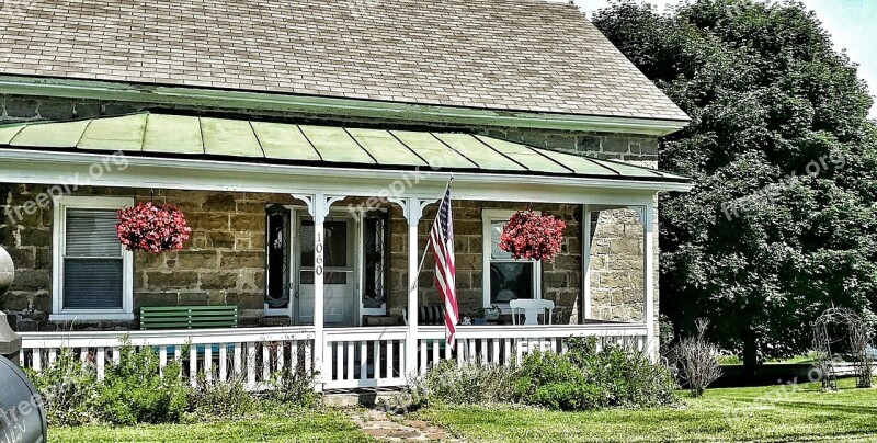 Home Stone Porch House Architecture