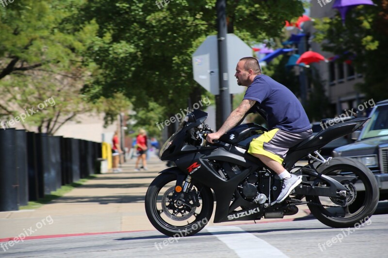 Motorcyclist Motorcycle Man Biker Riding Bike