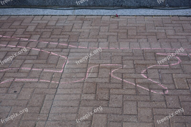 Chalk Outline Street Man Human