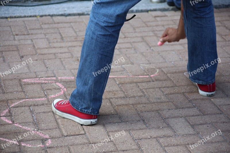 Chalk Outline Street Man Human