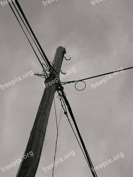 Electrical Wiring Column Wooden Cables Wires