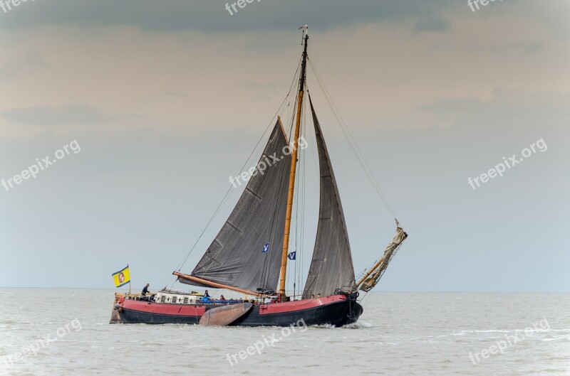 Sailing Wadden Sea Tjalk Flat Bottom Water