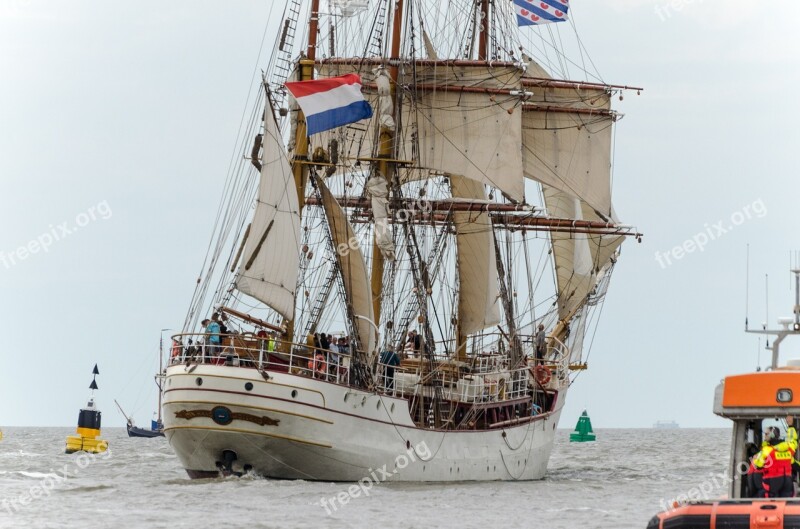 Ship Sailing Sea-going Vessel Harlingen Wadden Sea Sailing