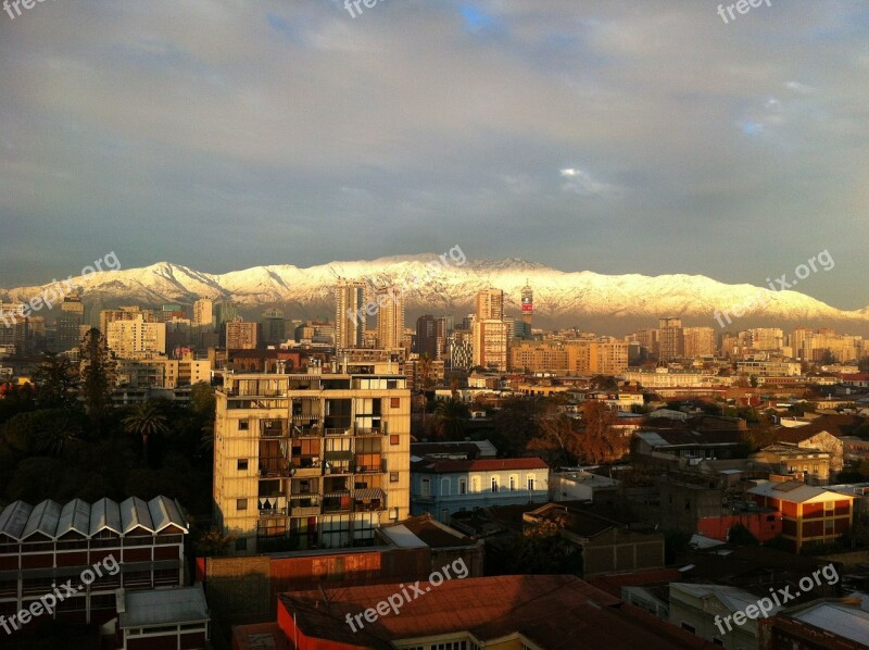 Santiago City Santiago De Chile Sunset Free Photos