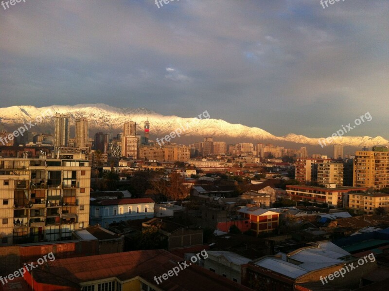 Santiago City Santiago De Chile Sunset Free Photos