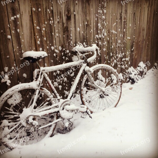 Bike Snow Fence Winter Bicycle