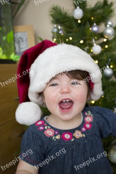 Christmas Santa Hat Happy Girl Child