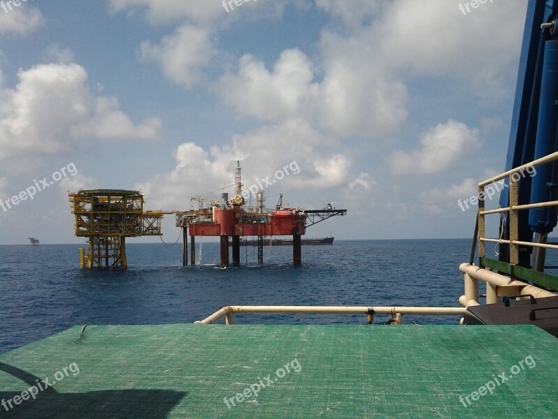 Drilling Rig Indonesia Blue Sky Free Photos