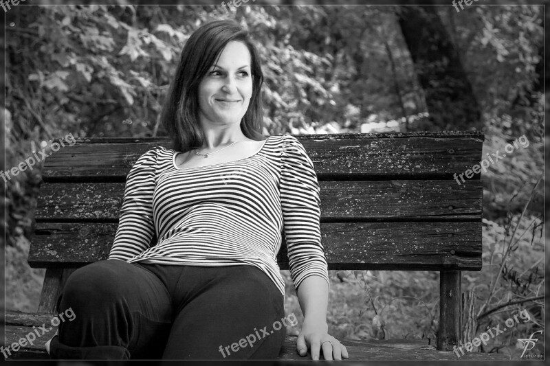 Bench Female Woman Beautiful Park