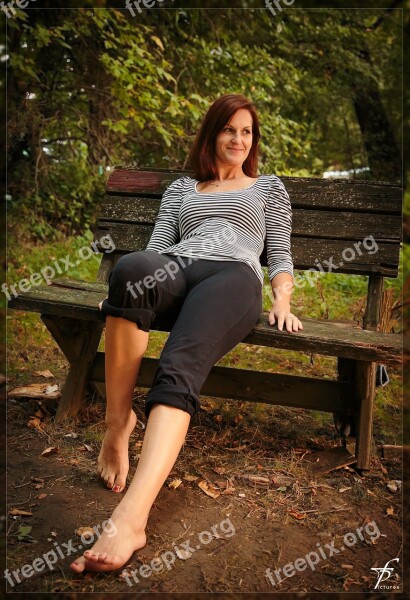 Bench Female Woman Beautiful Park