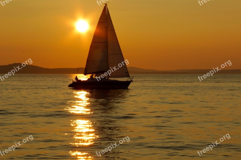 Sailing Boat Sunset Sea Surface Reflection