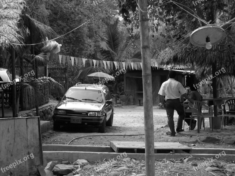 Colombia Rural Cabin People Car