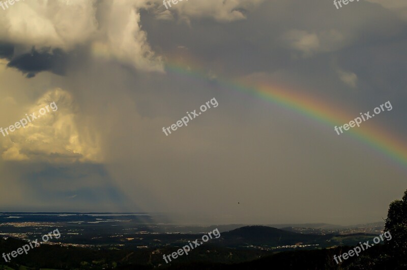 Rainbow Sky Weather Clouds Rain