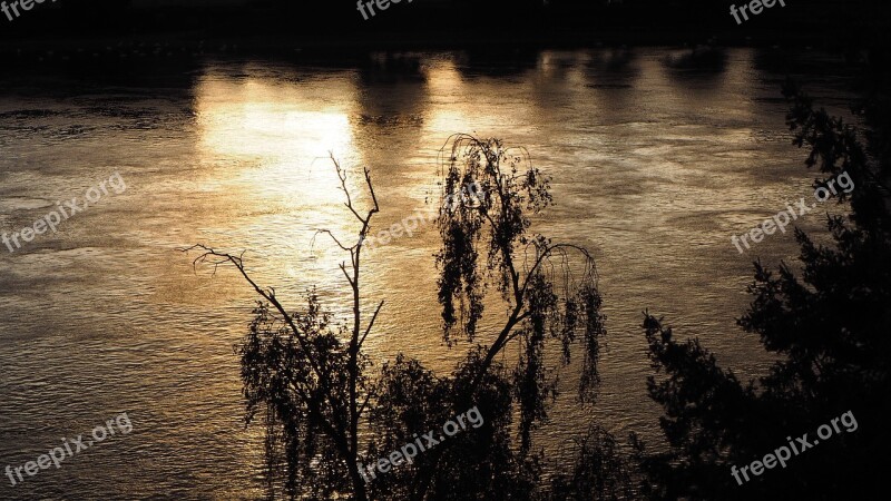 Rhine Dreiländereck Weil Am Rhein Evening Sunset