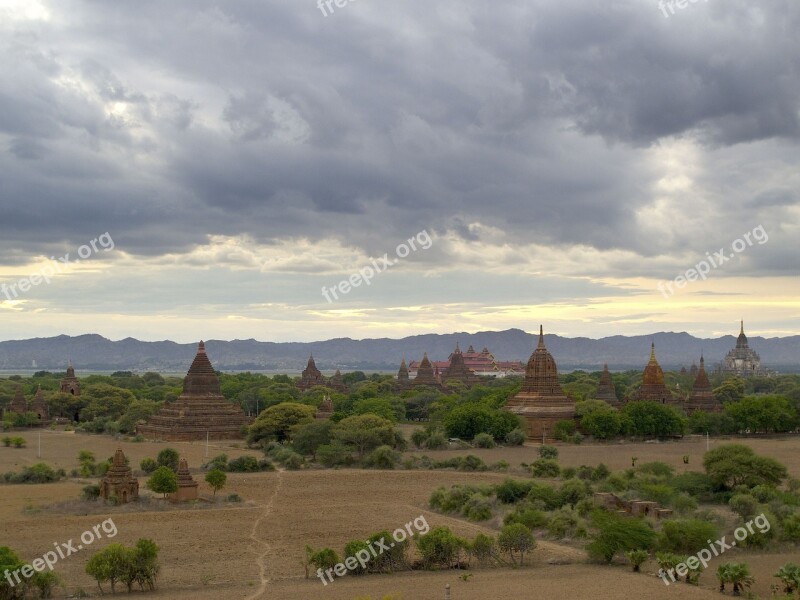 Burma Bagan Temples Clouds Free Photos