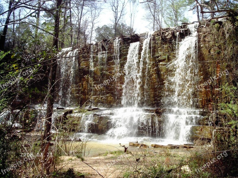 Waterfall Spring Summer Water Nature