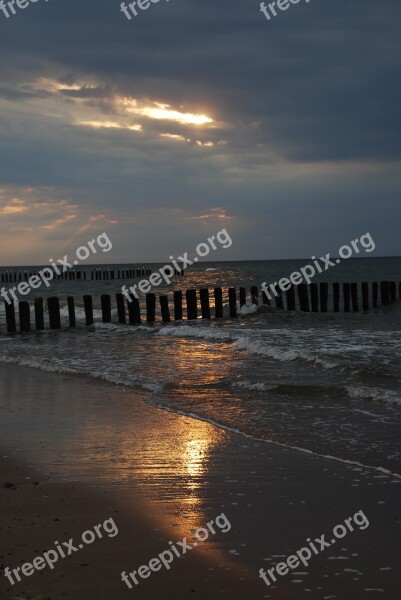 Sunset The Baltic Sea The Coast Wave West