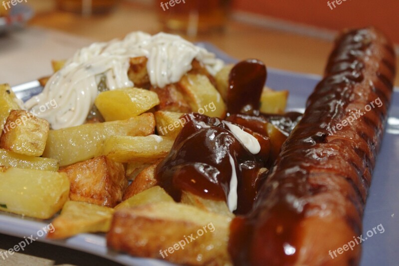 Sausage French Lunch Food Potatoes