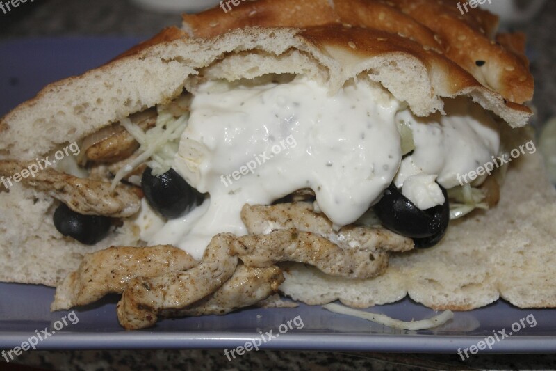 Doner Kebab Homemade Olives Tzaziki Eat