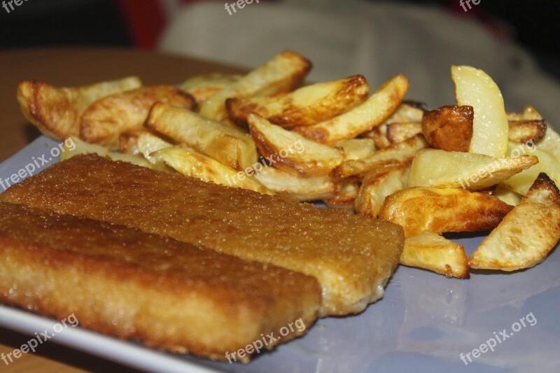 Fried Fish Fish Potato Wedges Potato Meal