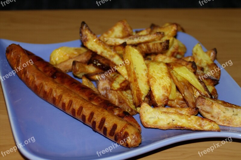 Currywurst Potato Wedges Eat Lunch Cook