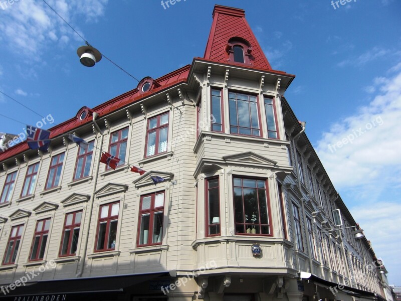 Timber Façade Gothenburg Sweden Historic Center Downtown