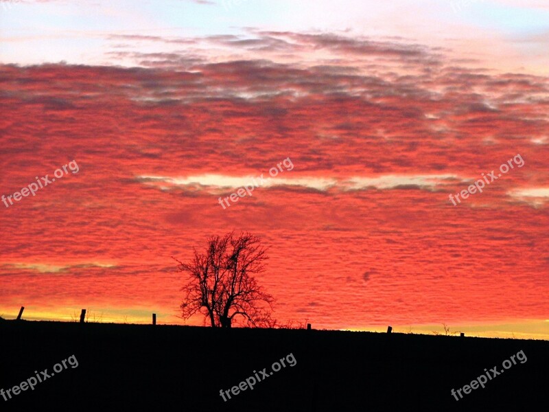 Evening Red Sunset Mood Dusk