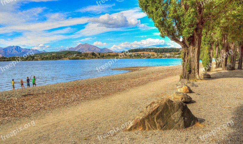 Lake Wanaka New Zealand Water Rocks Nature