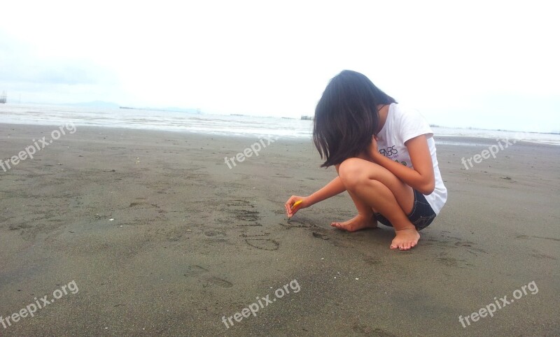 Girl Sea Beach Sand Summer