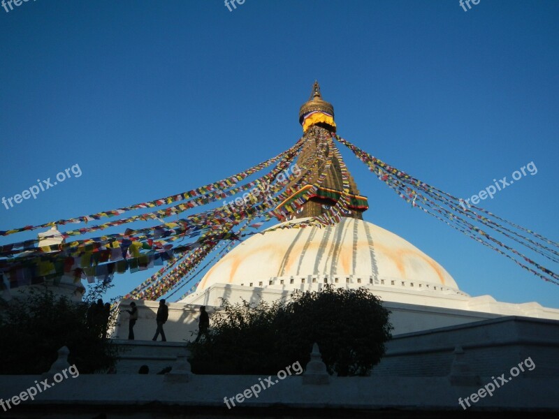 Stupa Nepal Pray Prayer Flags Buddhism