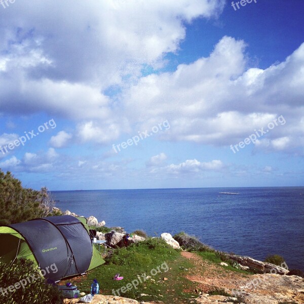 Camp Tent Sea Sky Camping