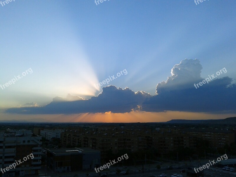 Saragossa Ebro Spain City Clouds