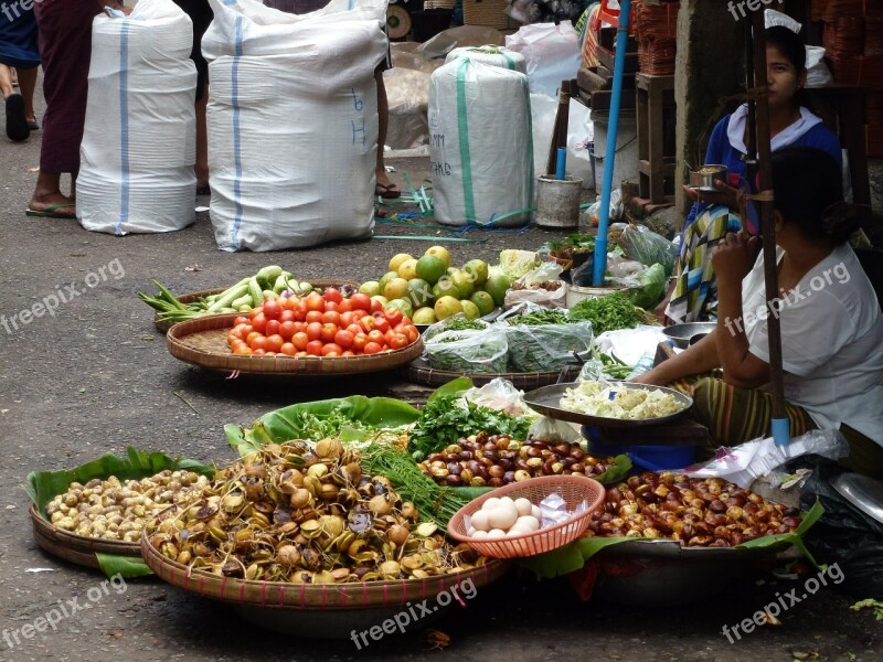 Market Traditional Asia Vegetables Fruit