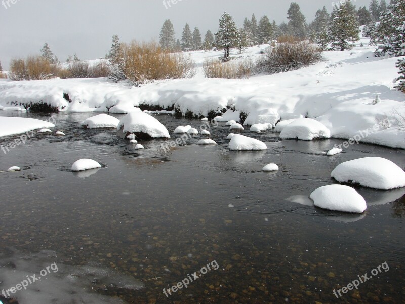 River Snow Nature Landscape Winter