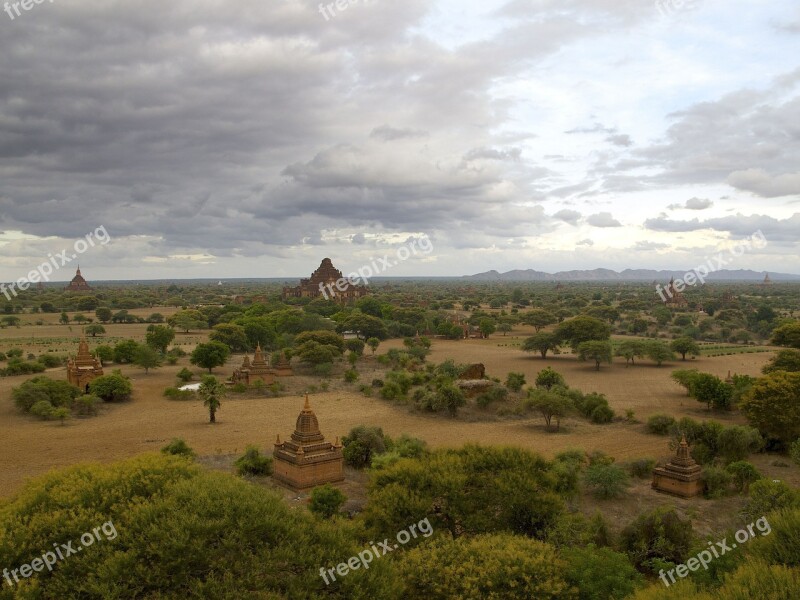 Burma Bagan Temple Pagoda Sunset