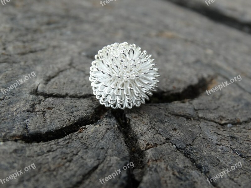 Ball Art Round Silvery Wood