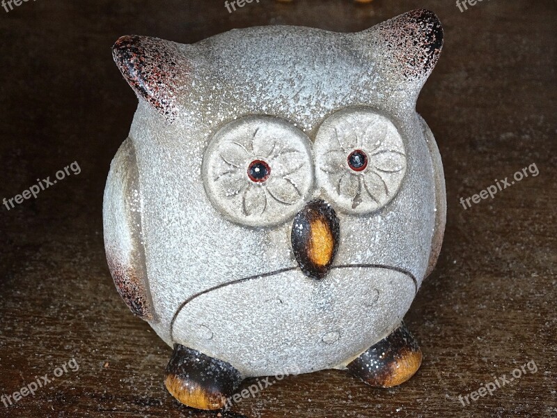 Owl Clay Figure Ceramic Eyes Animal